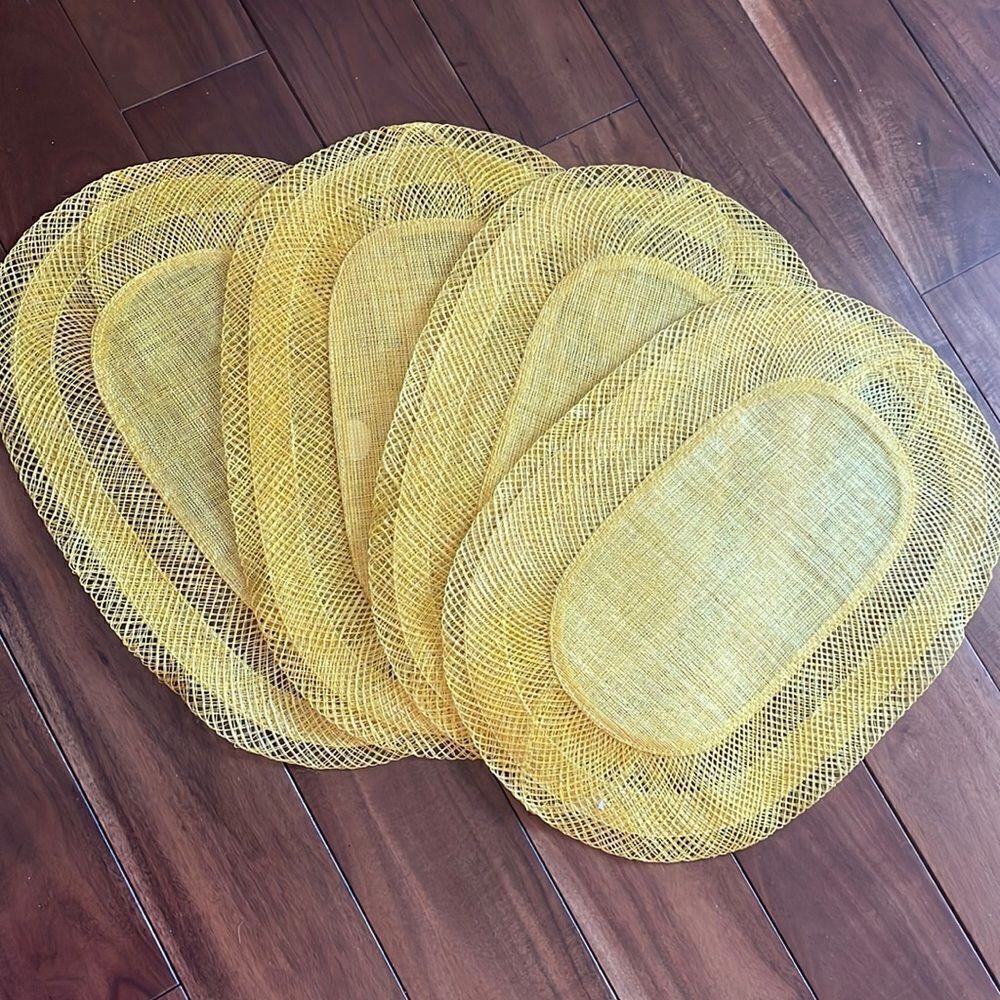 Set of 4 Vintage Bright Yellow Abaca Fiber Placemats